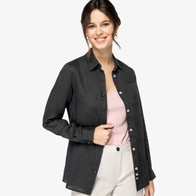 Spasso Ladies Long Sleeve Linen Shirt Thumbnail